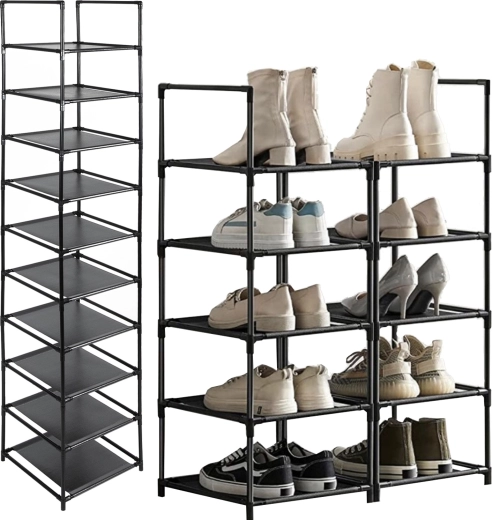 Ruhhy étagère modulaire à chaussures avec 10 étagères (6 niveaux), noire