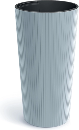 Cache-pot Lamia Slim 30 cm gris clair avec insert intérieur