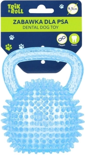 Balle pour chien avec poignée bleue 9,5 cm
