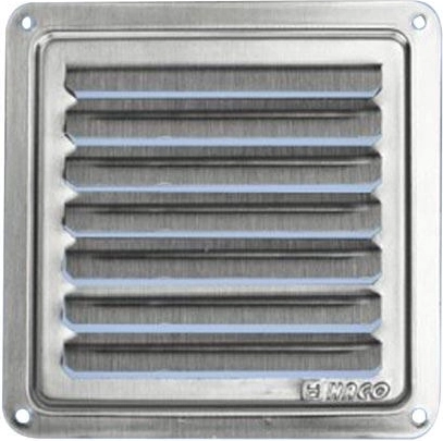 Grille de ventilation inox 250 × 250 mm à lamelles fixes