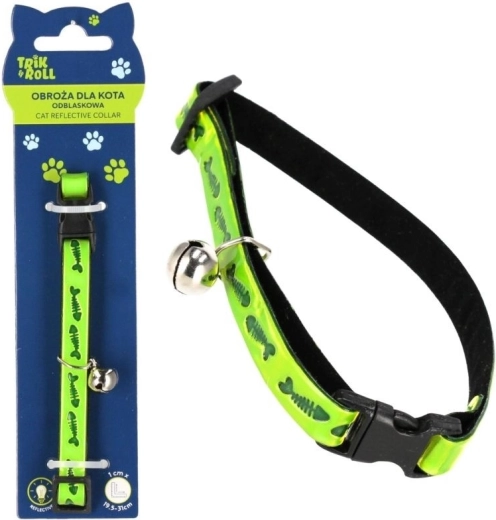 Collier réfléchissant pour chat avec clochette, motif poisson