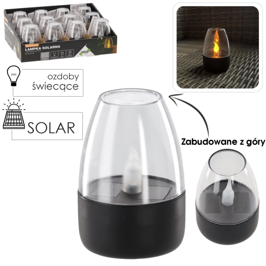 Bougie LED solaire sans flamme 6 × 6 × 9 cm, blanc chaud