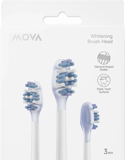 Têtes de brossage de rechange blanchissantes MOVA pour brosses à dents soniques Fresh 20 et Sensus Fresh 10 (3 pcs)