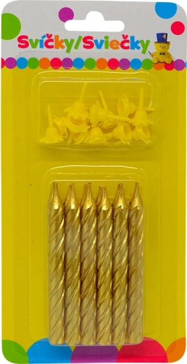 Bougies d’anniversaire jumbo métalliques dorées pailletées, 12 pcs