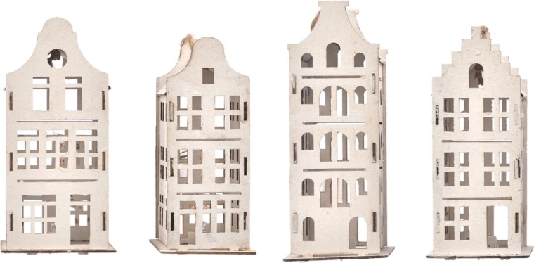 Petite maison suspendue en bois avec éclairage LED blanc (mix de 4 variantes)