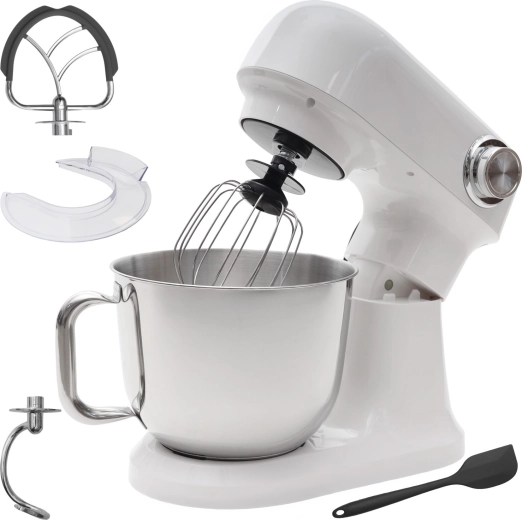 Robot pâtissier planétaire BAUERKRAFT avec bol en acier inoxydable 5 l, 1500 W, blanc