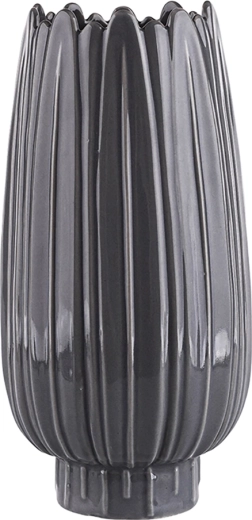 Vase en porcelaine avec relief gris cendré 24,5 cm