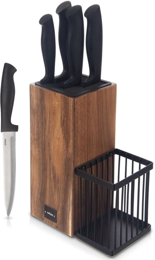 Orion Black, ensemble de couteaux de cuisine avec bloc, 6 pièces