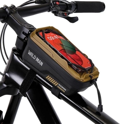 Sacoche de cadre pour vélo WILD MAN avec support de téléphone, couleur sable