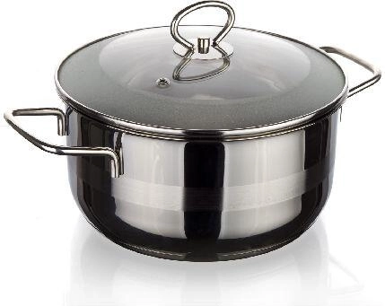 Casserole en acier inoxydable 22 cm avec couvercle en verre 4 l MATTE New Line pour induction