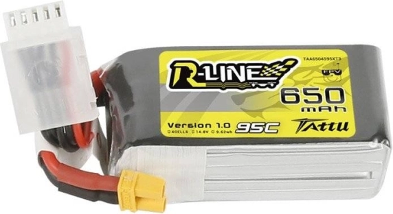 Batterie LiPo Tattu R-Line 650 mAh 14,8 V 95C 4S avec connecteur XT30