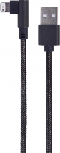 Câble USB vers connecteur 8 broches (coudé), gaine textile, 0,2 m, noir - 1 pièce