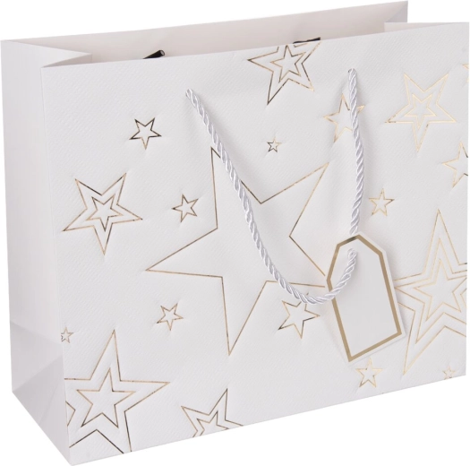 Sac cadeau en papier avec motif étoile – Blanc