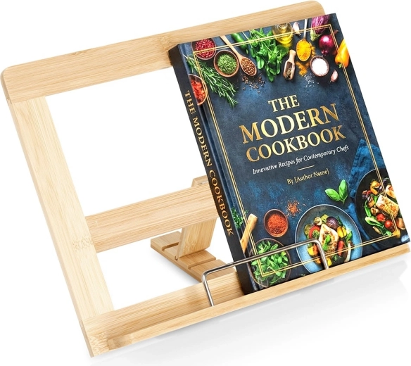 support réglable en bambou pour livre de recettes et tablette