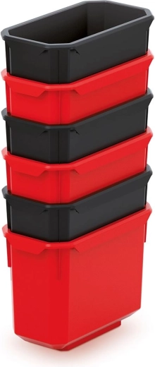 Set de 6 boîtes de rangement en plastique KISTENBERG X Block 140 × 75 × 105 mm – noir‑rouge