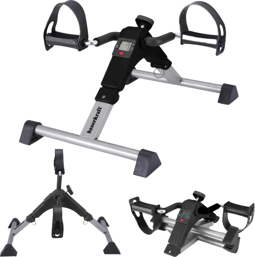 Rotor pliable de rééducation 2-en-1 type mini vélo d’appartement avec écran LCD – noir