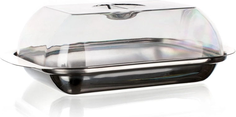 Beurrier CULINARIA en inox avec couvercle transparent 17,8 × 11 × 5,5 cm
