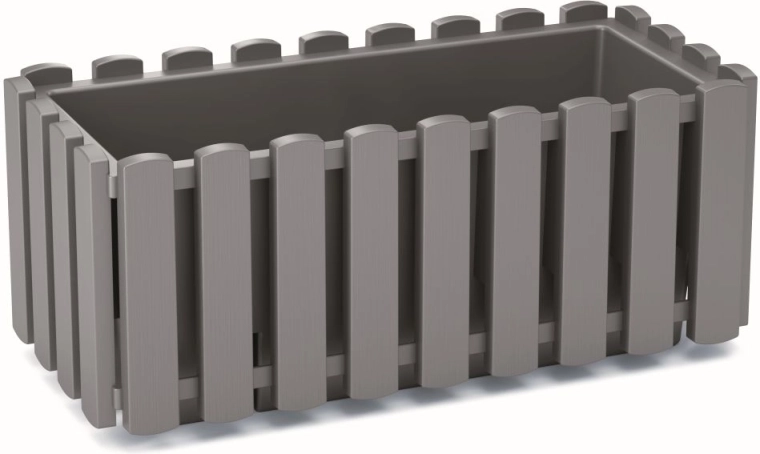 Jardinière en plastique au design à lattes 38 cm – pierre grise