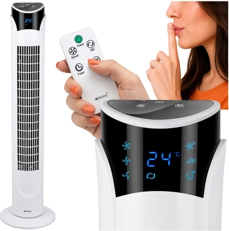 Ventilateur colonne Ruhhy avec télécommande et LED, blanc, 83 cm