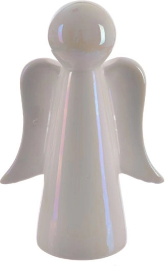 Ange en céramique blanc avec effet nacré 16 cm