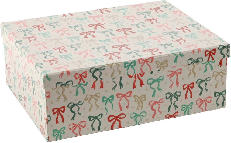 Boîte cadeau avec motif de Noël et nœud 41 × 32 × 15 cm - 1 pièce