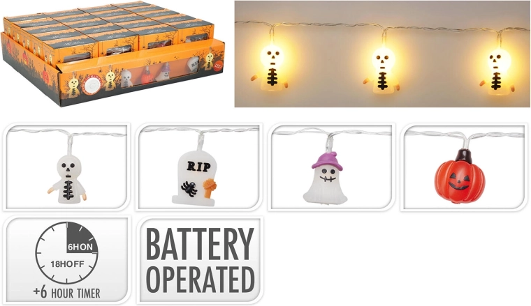 Guirlande lumineuse LED Halloween 1,65 m – blanc chaud