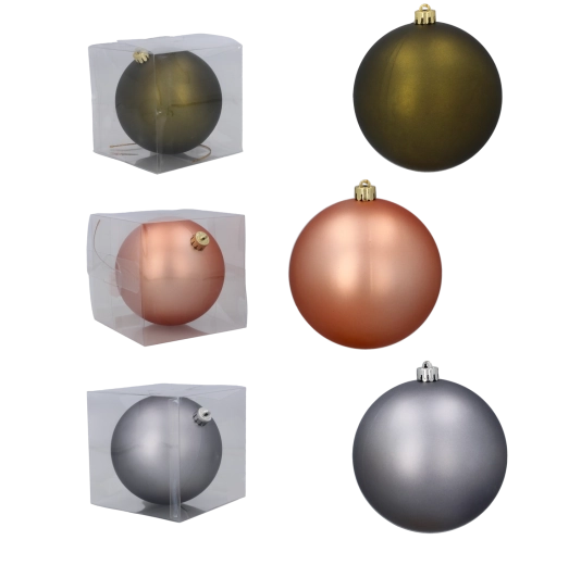 Boule de Noël mate 12 cm – olive, cuivre ou graphite