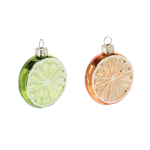 Boules de Noël en verre tranche d’agrumes, assortiment de couleurs, 12 pièces