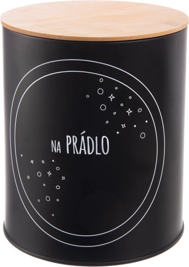 Boîte à lessive en métal avec bambou noire 3,3 l