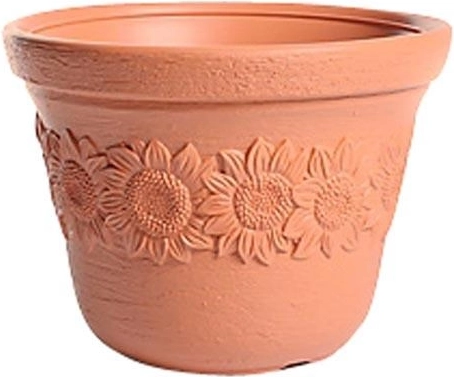 Pot de fleurs SUNNY 30 cm brique avec décor