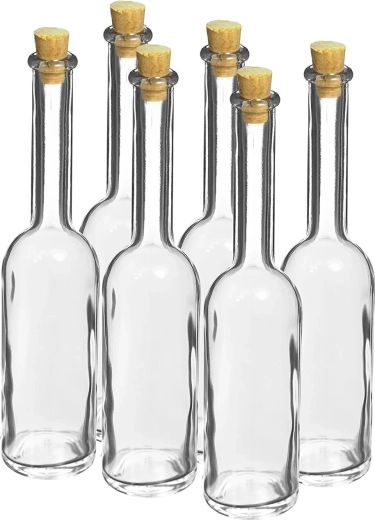 Bouteille en verre 100 ml avec bouchon en liège, lot de 6 pcs