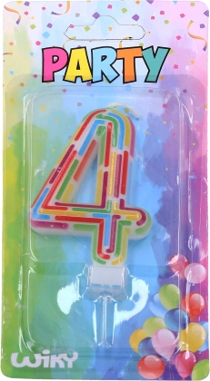 Bougie de fête pour gâteau chiffre 4 – rayures