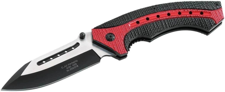 Couteau pliant Herbertz avec poignée noir-rouge et lame AISI 420