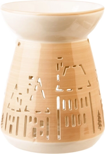 Brûle-parfum en céramique Maisonnettes beige