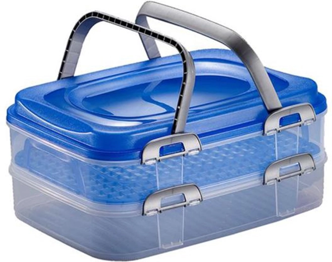 Boîte de pique-nique en plastique à 2 étages 40 × 30 × 18 cm