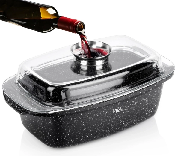 Rôtissoire en granit avec couvercle 5,4 l, 39 × 22 × 17,5 cm