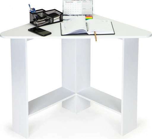 Bureau d’angle moderne blanc avec deux étagères