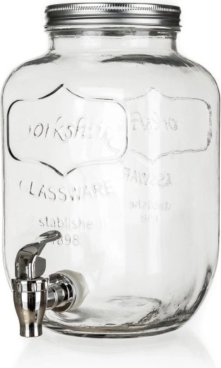 Distributeur de boissons en verre 4 l avec robinet et couvercle métallique BRISA