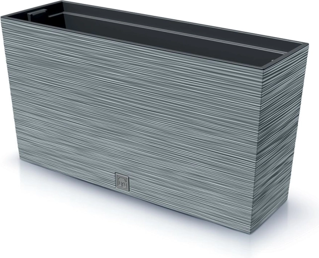 Jardinière nervurée en plastique avec insert 77 cm, gris béton