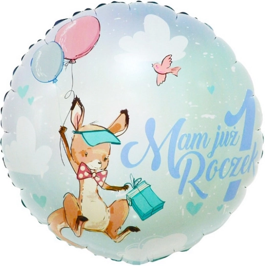 Ballon en feuille « J’ai déjà 1 an » avec kangourou
