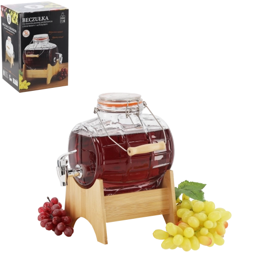 Bonbonne en verre 3 L avec support en bambou et robinet