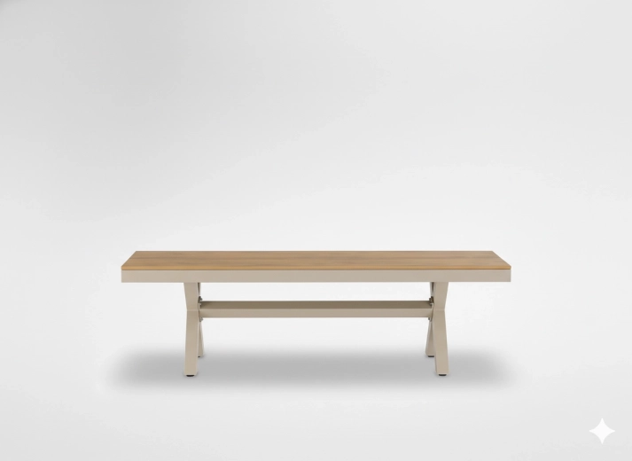 Banc de jardin en aluminium beige 150 × 36 × 47 cm