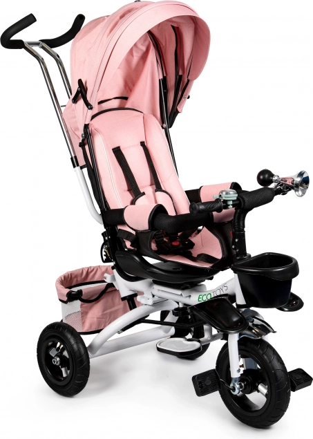 Tricycle pour enfants Ecotoys deluxe avec siège rotatif 360° et auvent rose