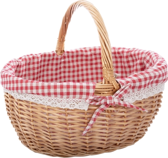 Panier de pique-nique en osier avec doublure à carreaux