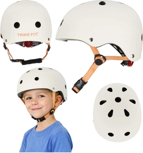 Casque de vélo enfant Trike Fix avec LED, réglable, taille S 48–54 cm, beige