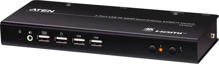 Commutateur KVMP USB HDMI 4K à 2 ports pour deux moniteurs