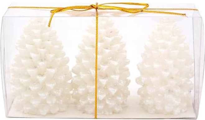 Bougies de Noël pommes de pin blanches set de 3 pièces
