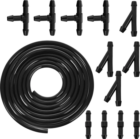 Kit de réparation de lave-glaces XTROBB – tuyau PVC 2 m, diamètre 4/5 mm, raccords en T et Y, noir