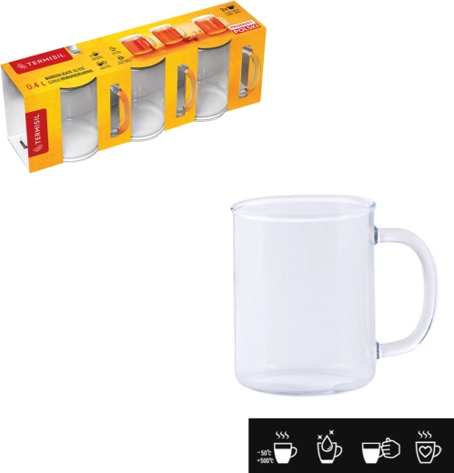 Set de mugs en verre résistant à la chaleur TERMISIL 400 ml (3 pcs)