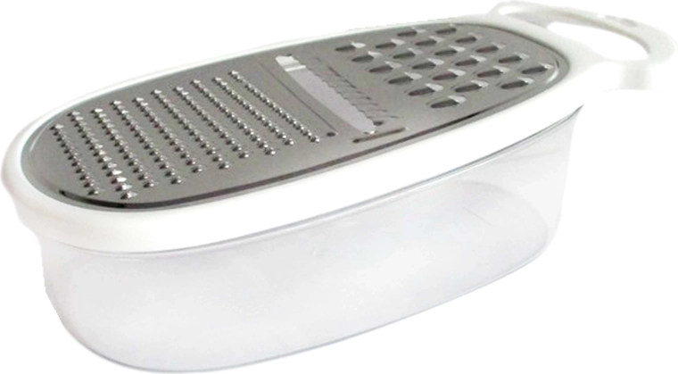 Râpe de cuisine en inox avec poignée en plastique, blanche